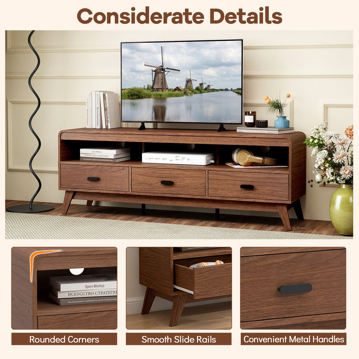 Wood Media Console detail 3