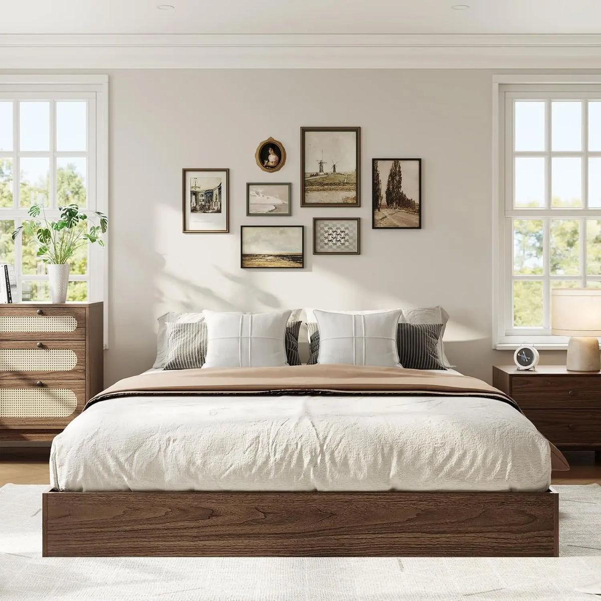 Dimensions diagram for Wood Platform Bed Frame