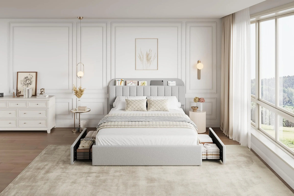 Upholstered Full Storage Bed