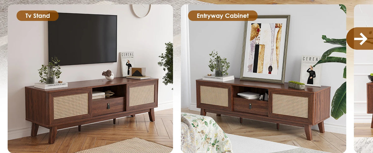 Rattan Door Media Console detail 4