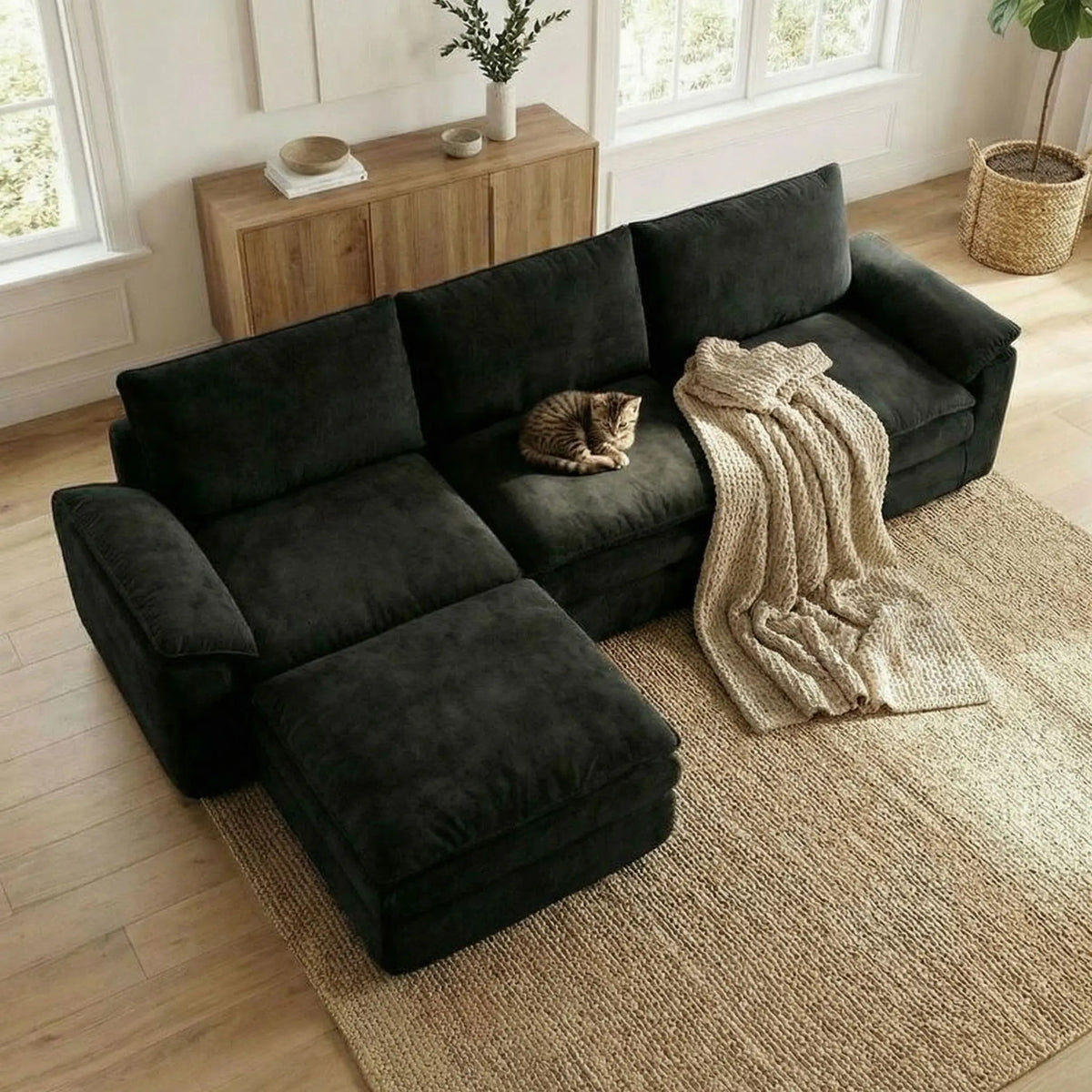 Chenille L-Shaped Sectional