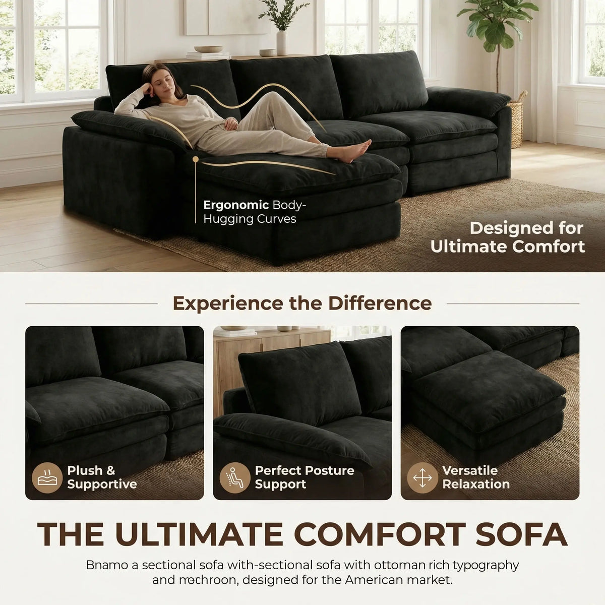Chenille L-Shaped Sectional detail 3
