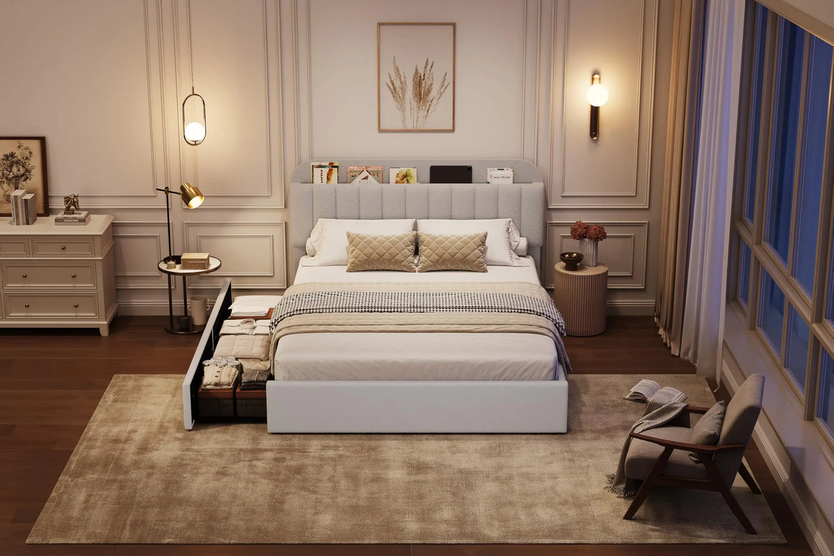 Upholstered Full Storage Bed