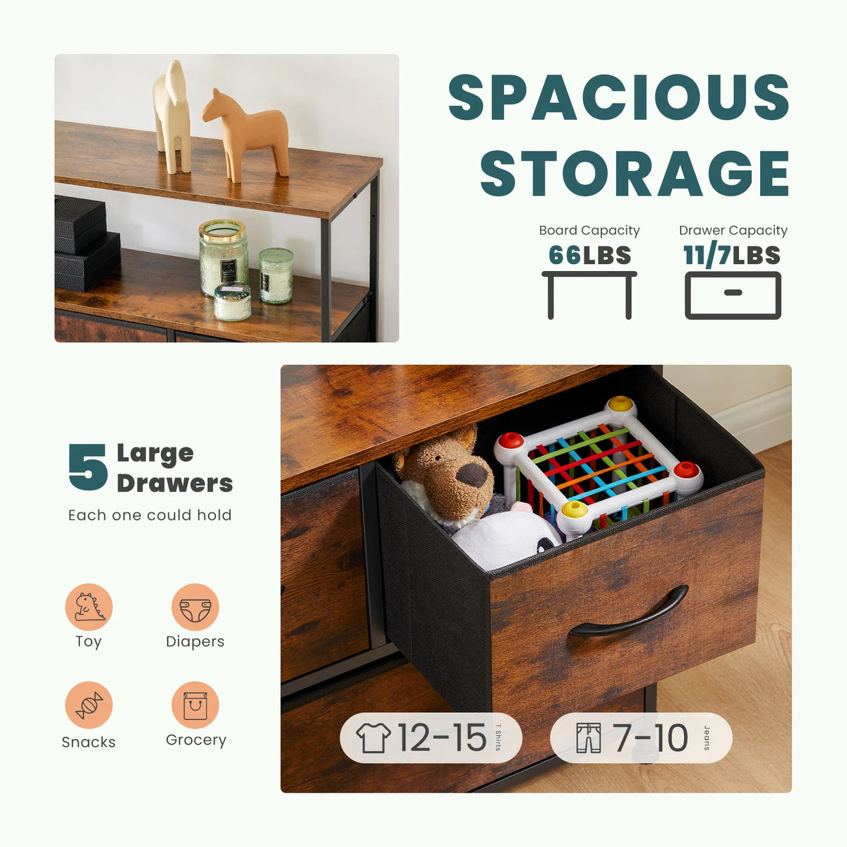Five-Drawer Media Console detail 9