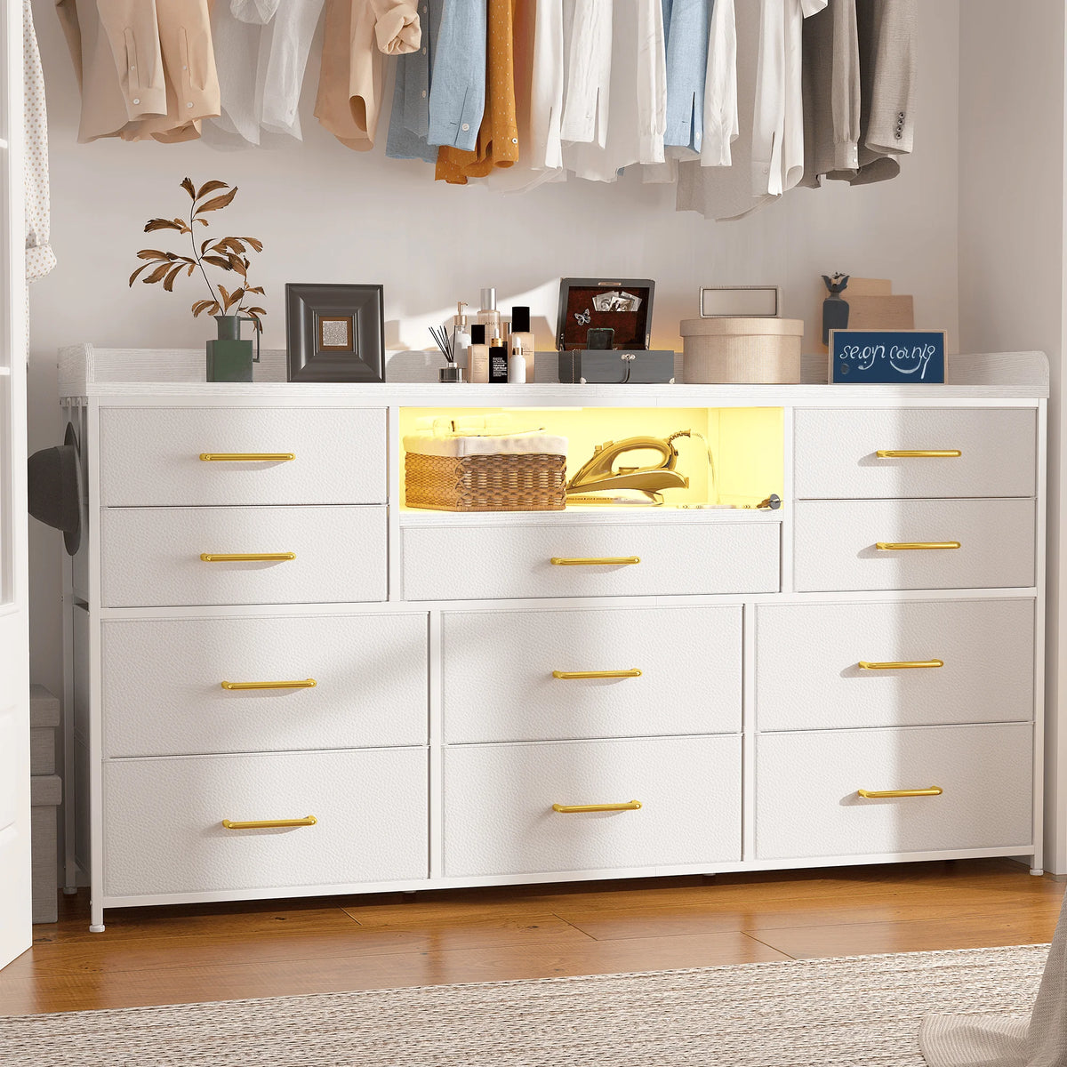 Eleven-Drawer LED Media Console
