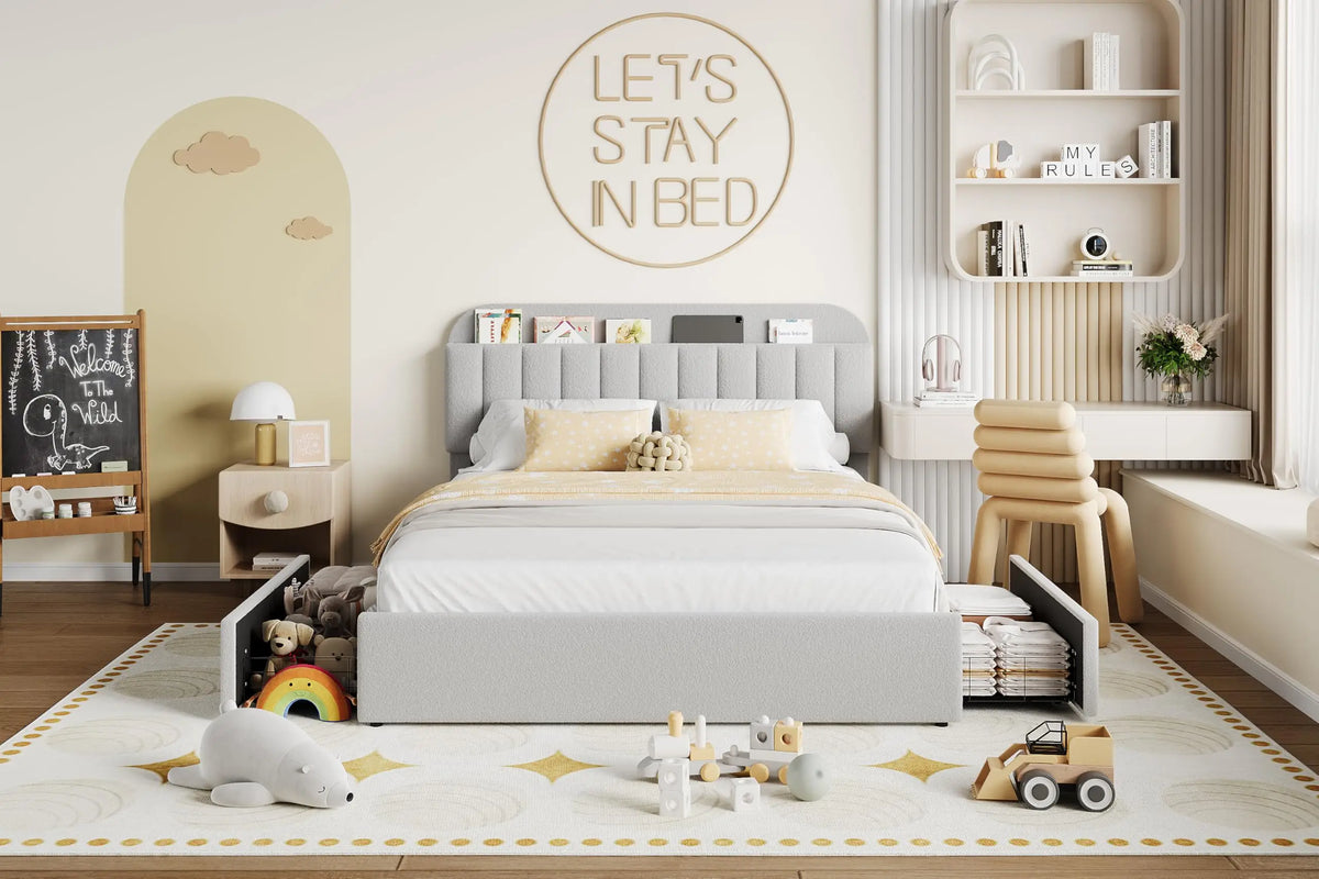 Upholstered Full Storage Bed