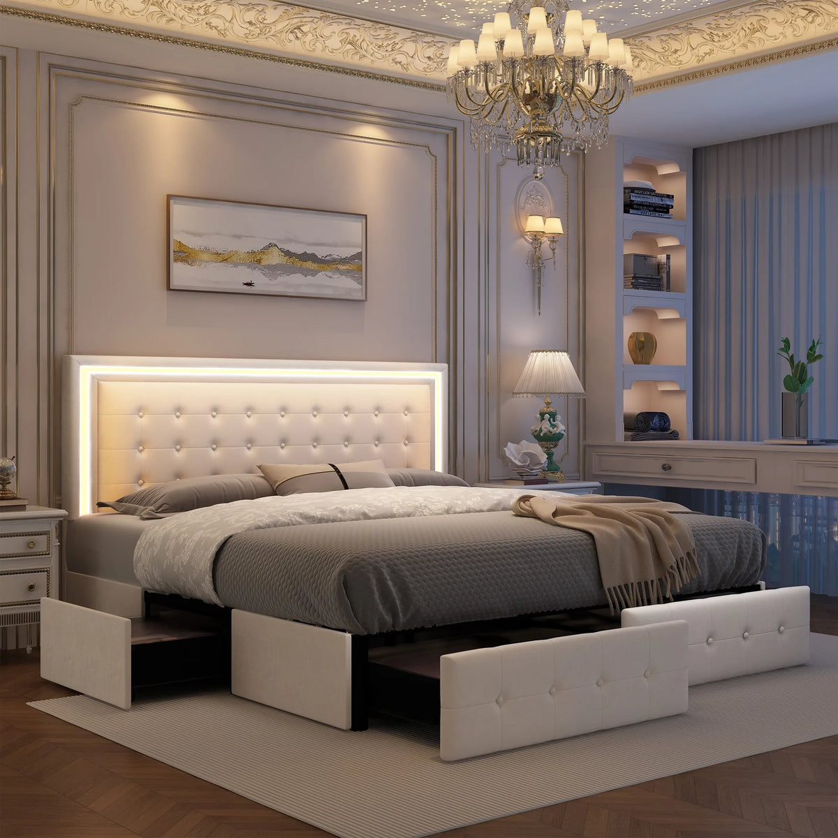 LED Storage Bed Frame