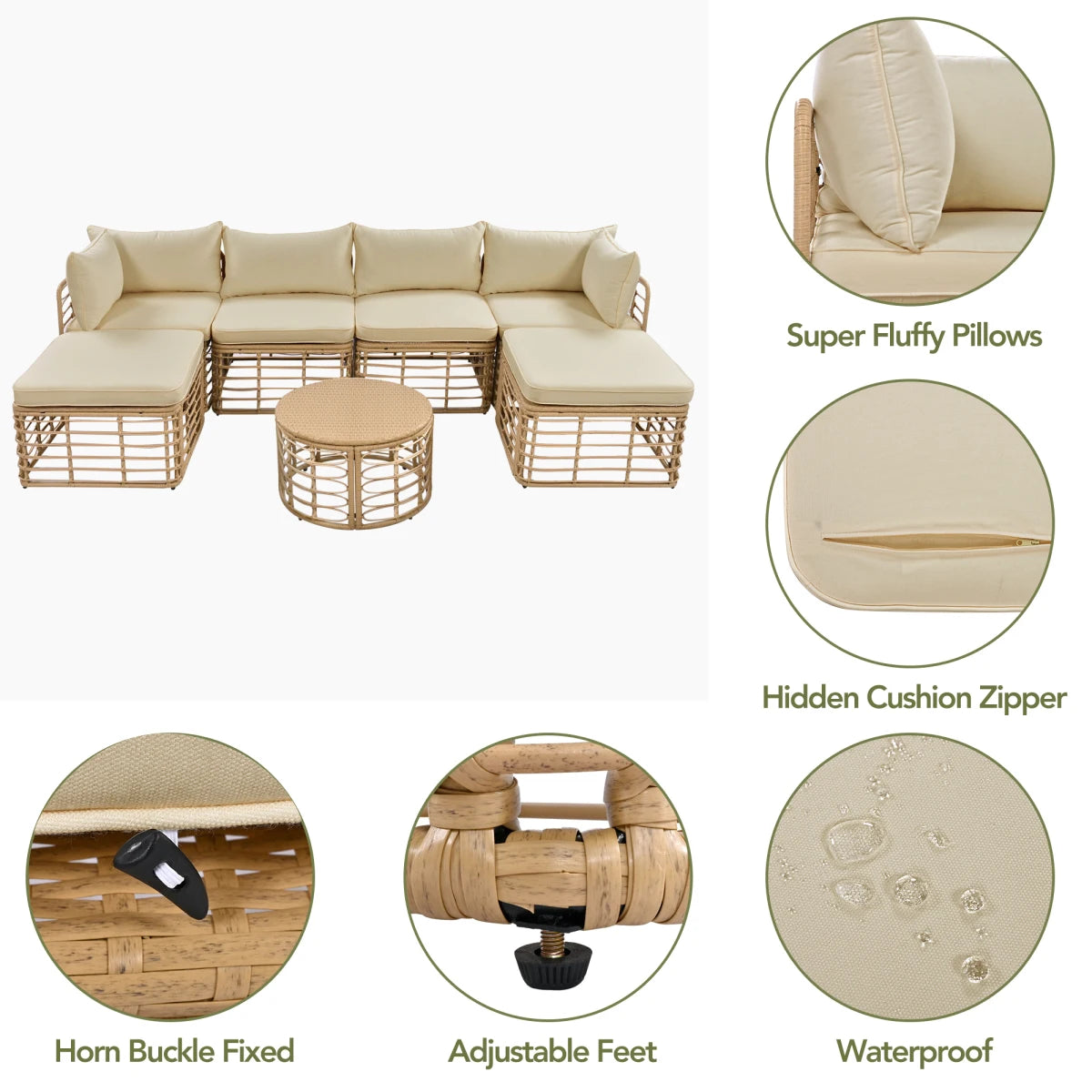 Seven-Piece Rattan Patio Set