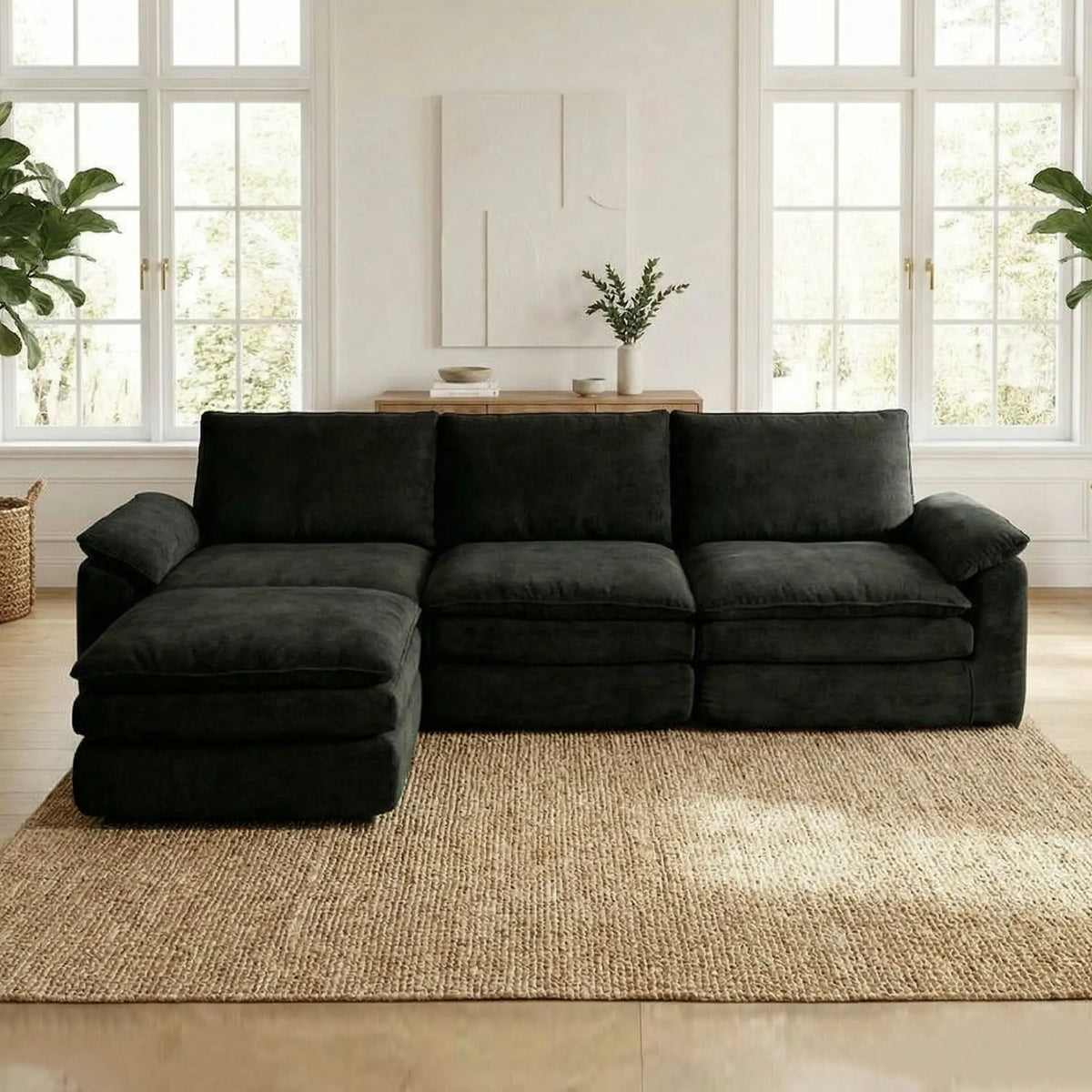 Chenille L-Shaped Sectional