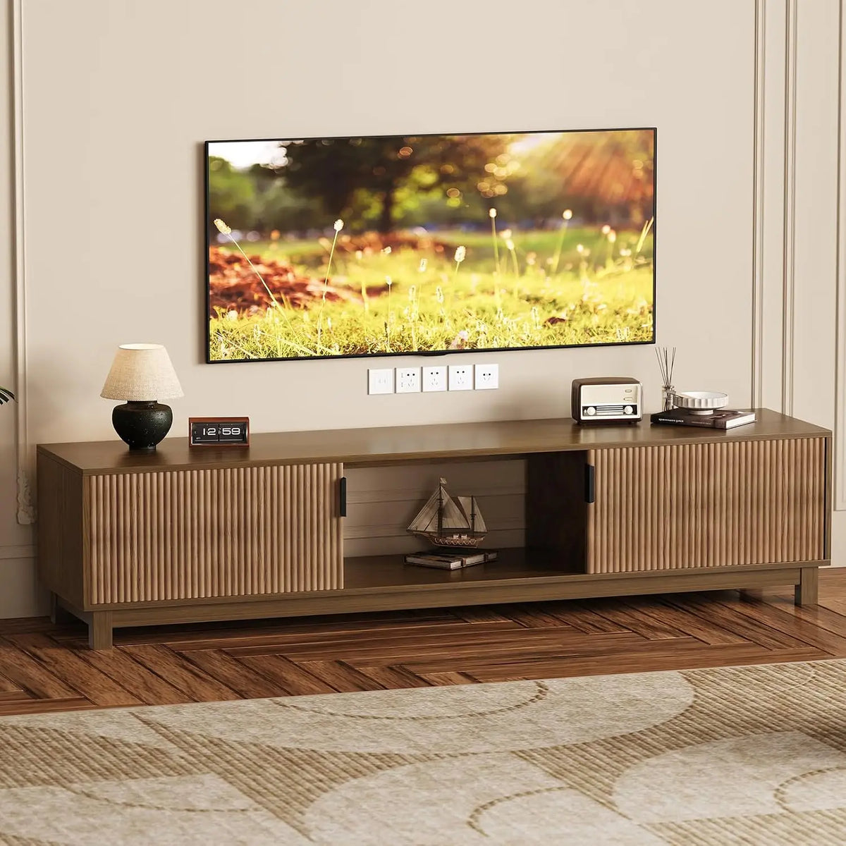 Fluted Wood Media Console