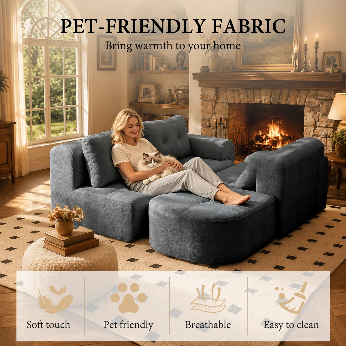 Convertible L-Shaped Sectional detail 9