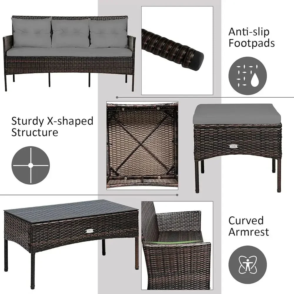 Sofa and Ottoman Patio Set detail 6