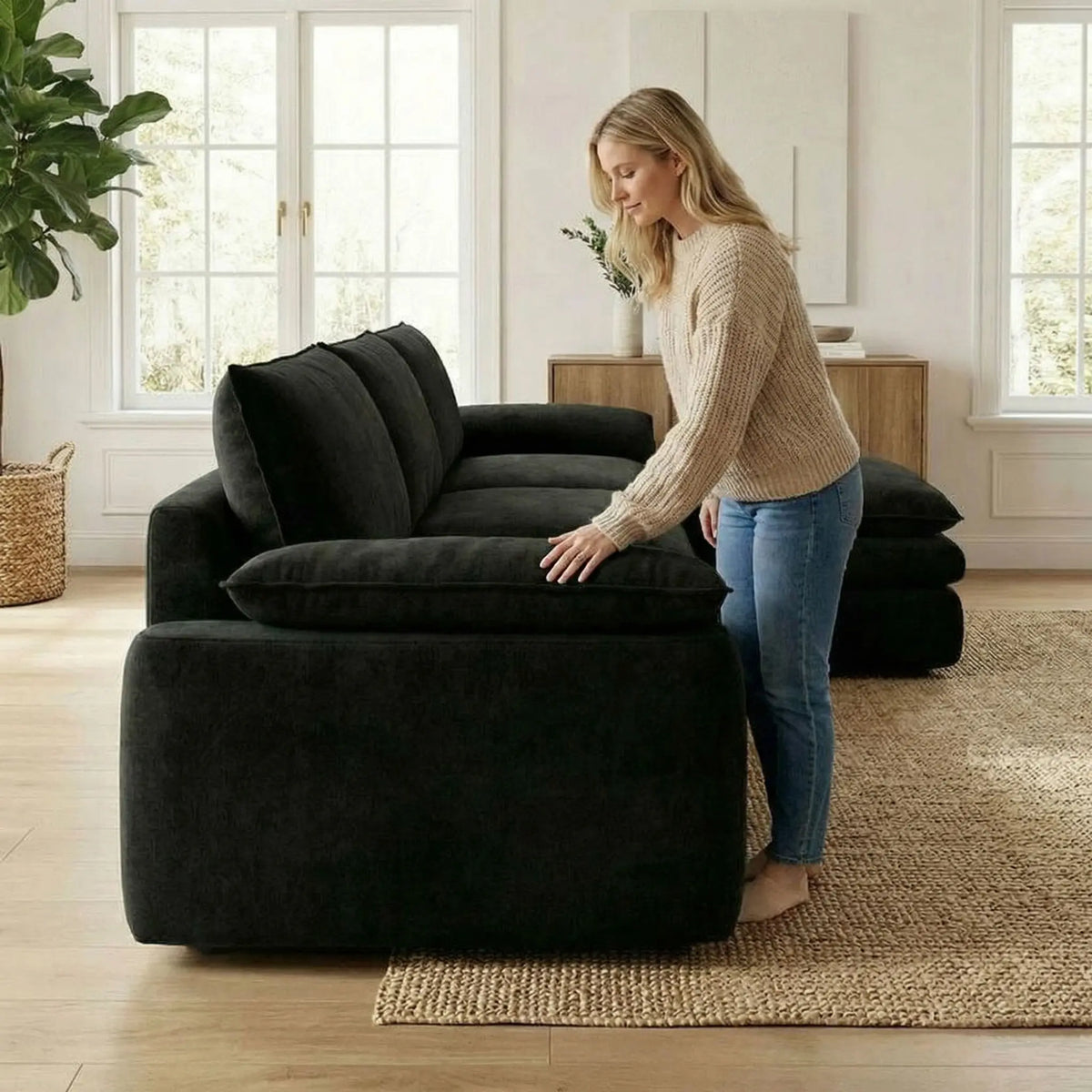Chenille L-Shaped Sectional