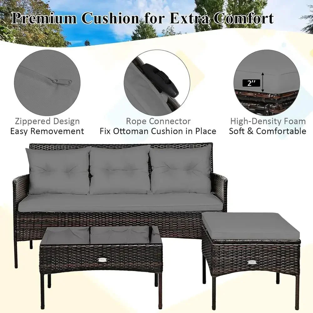Sofa and Ottoman Patio Set detail 9
