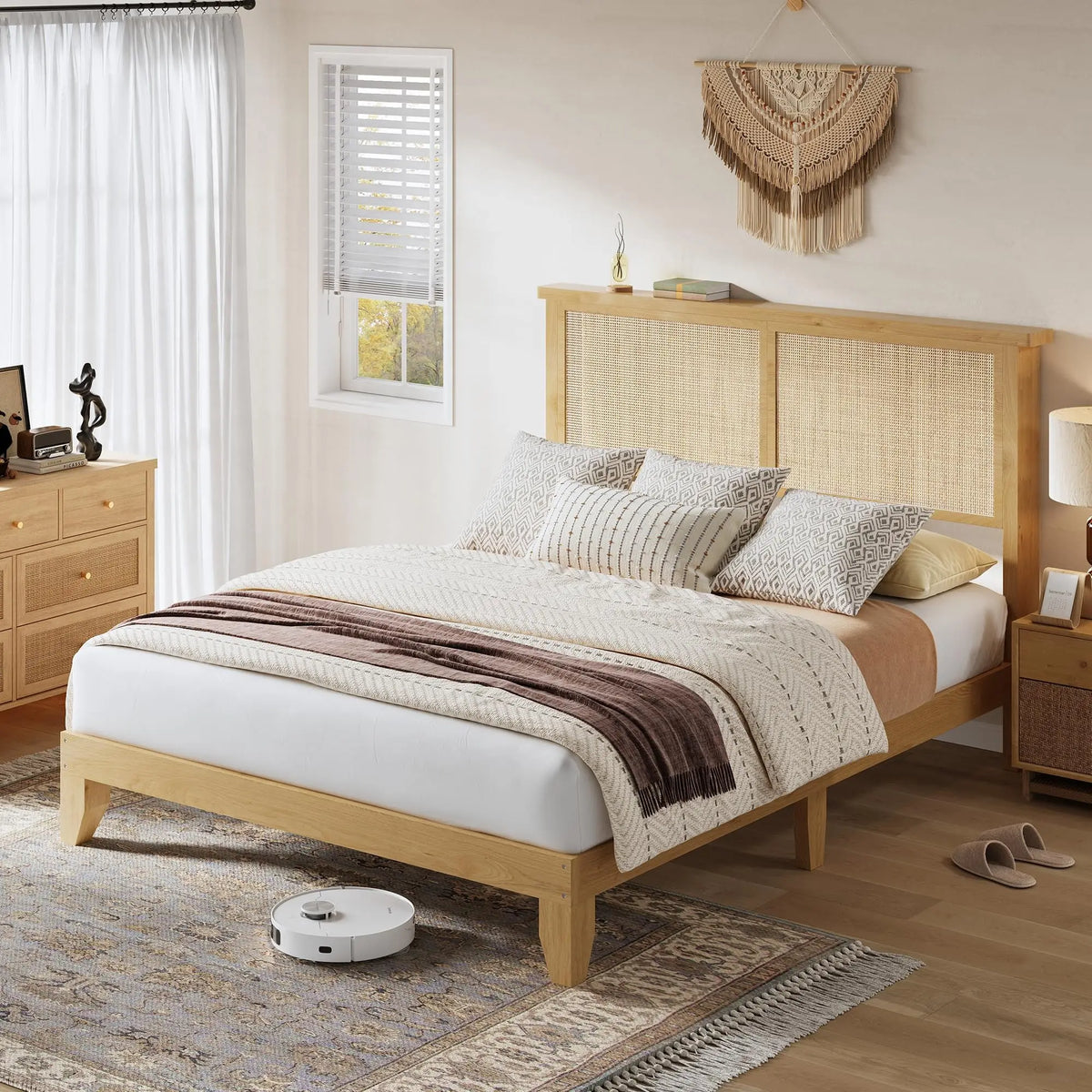 Rattan LED Platform Bed