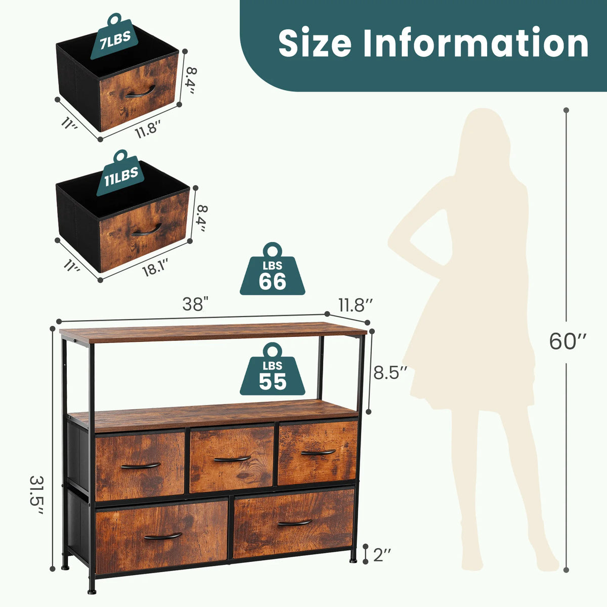 Five-Drawer Media Console detail 6