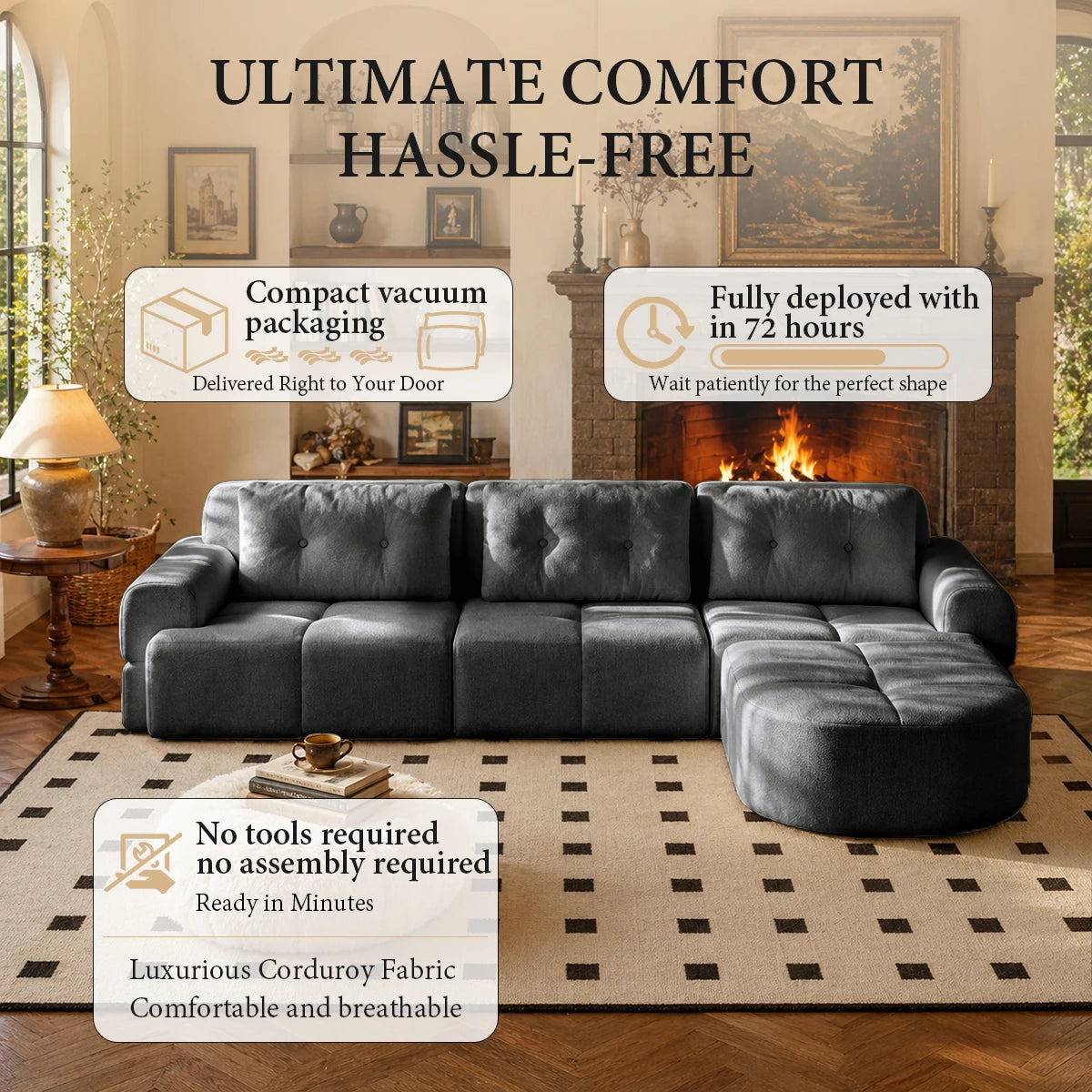 Convertible L-Shaped Sectional detail 13