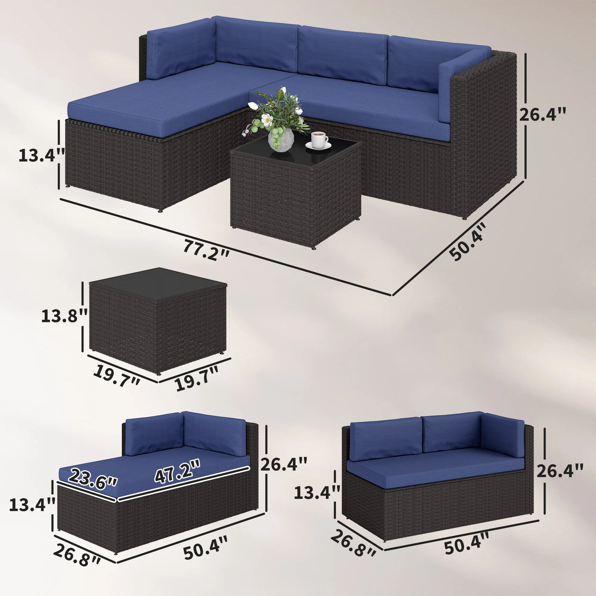 Rattan Patio Conversation Set