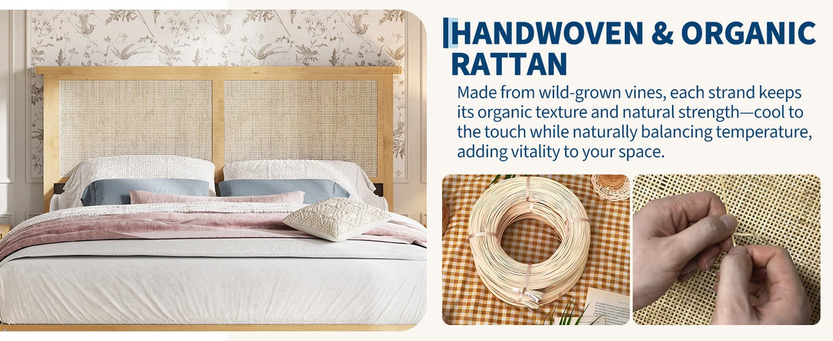 Rattan LED Platform Bed detail 2