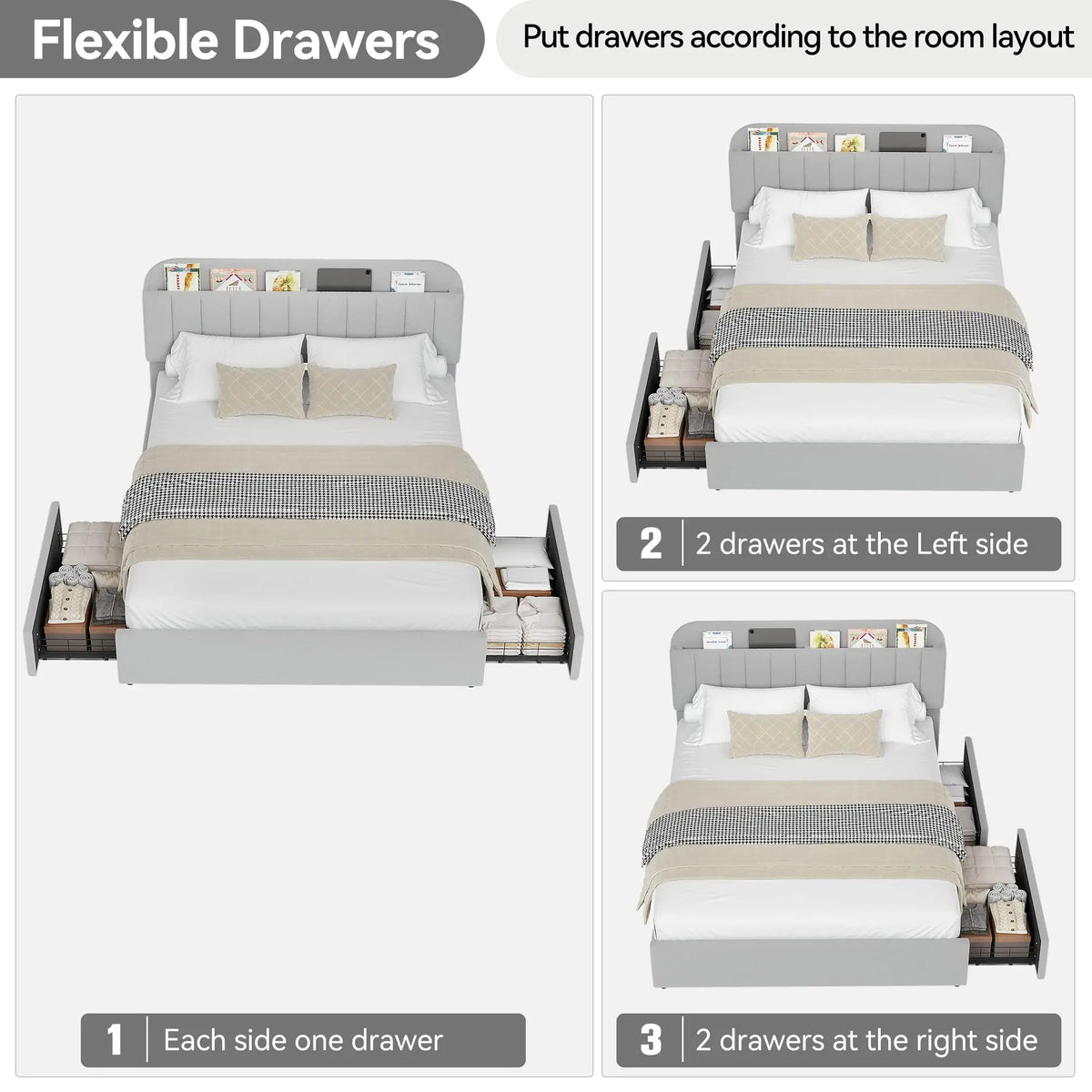 Upholstered Full Storage Bed