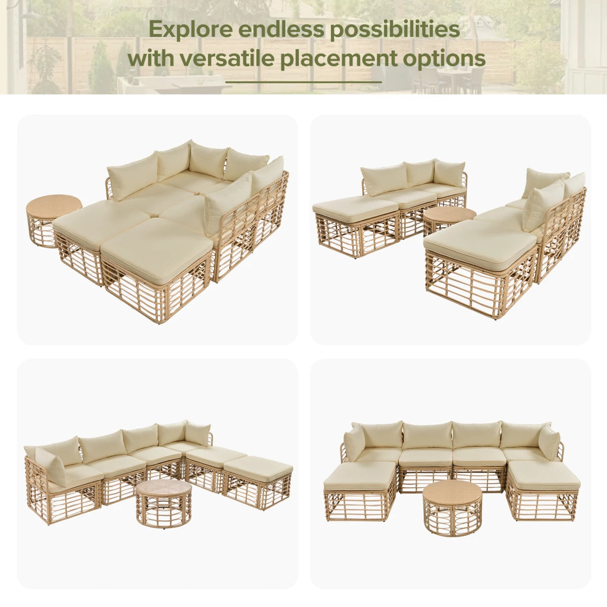Seven-Piece Rattan Patio Set