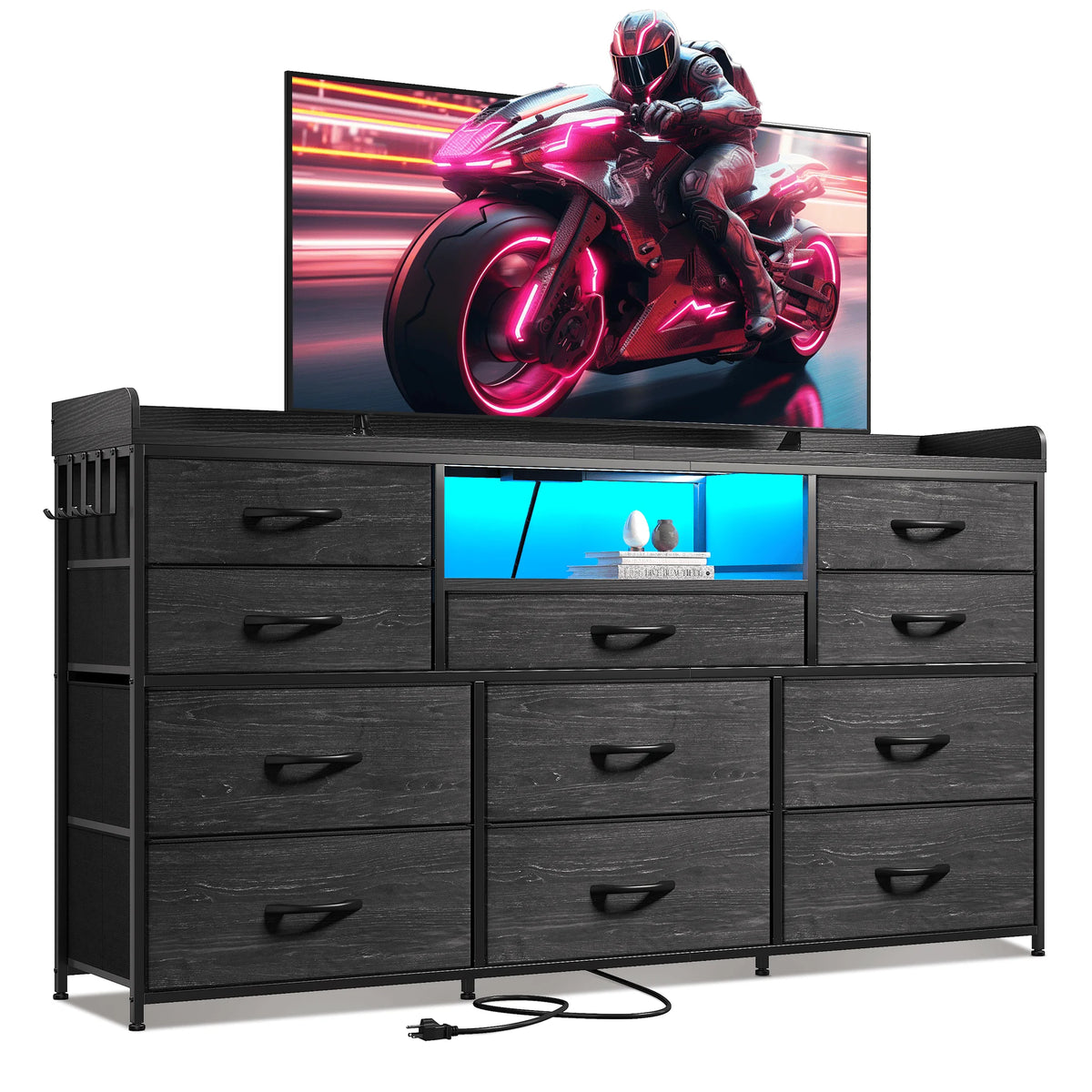 Eleven-Drawer LED Media Console