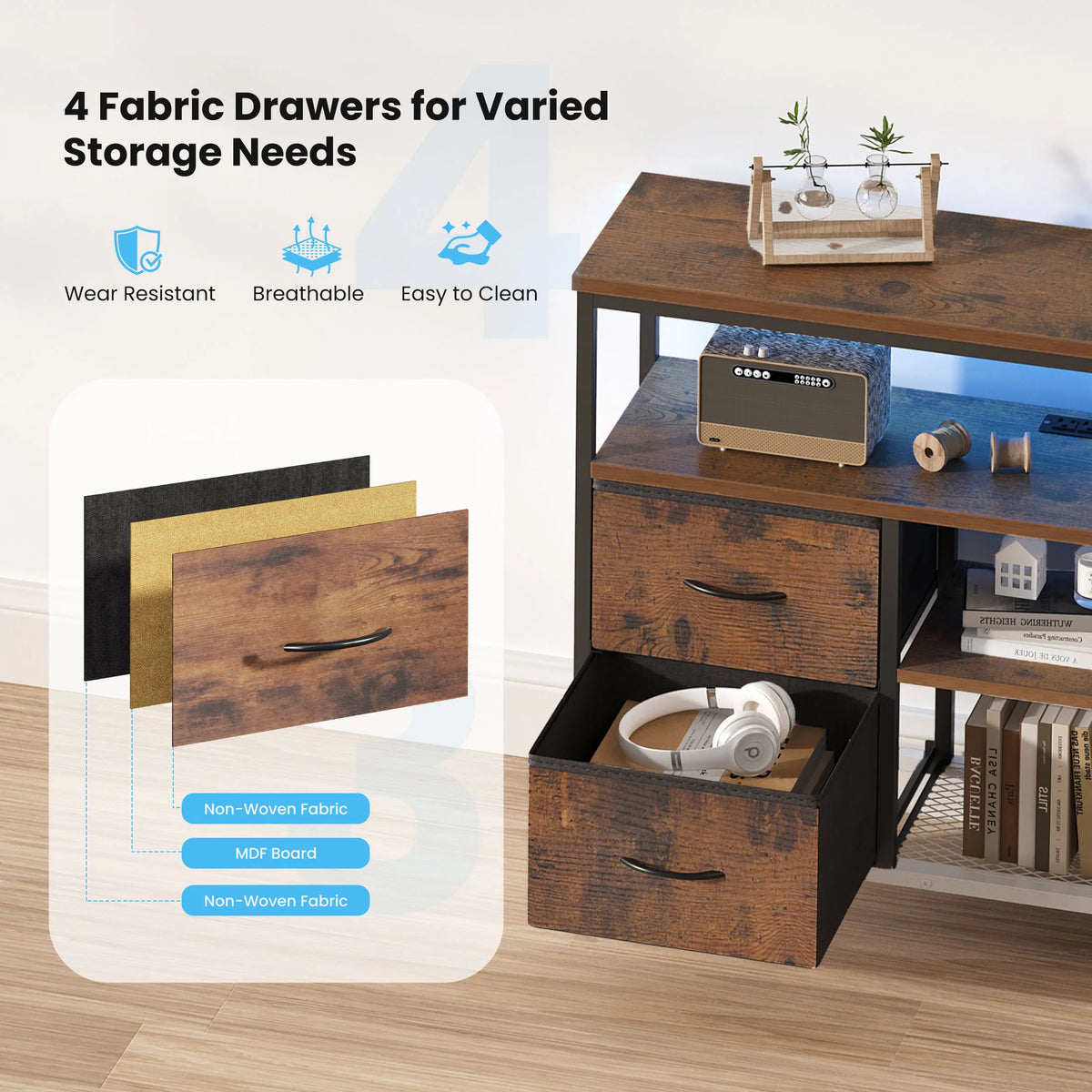 Four-Drawer LED Media Console