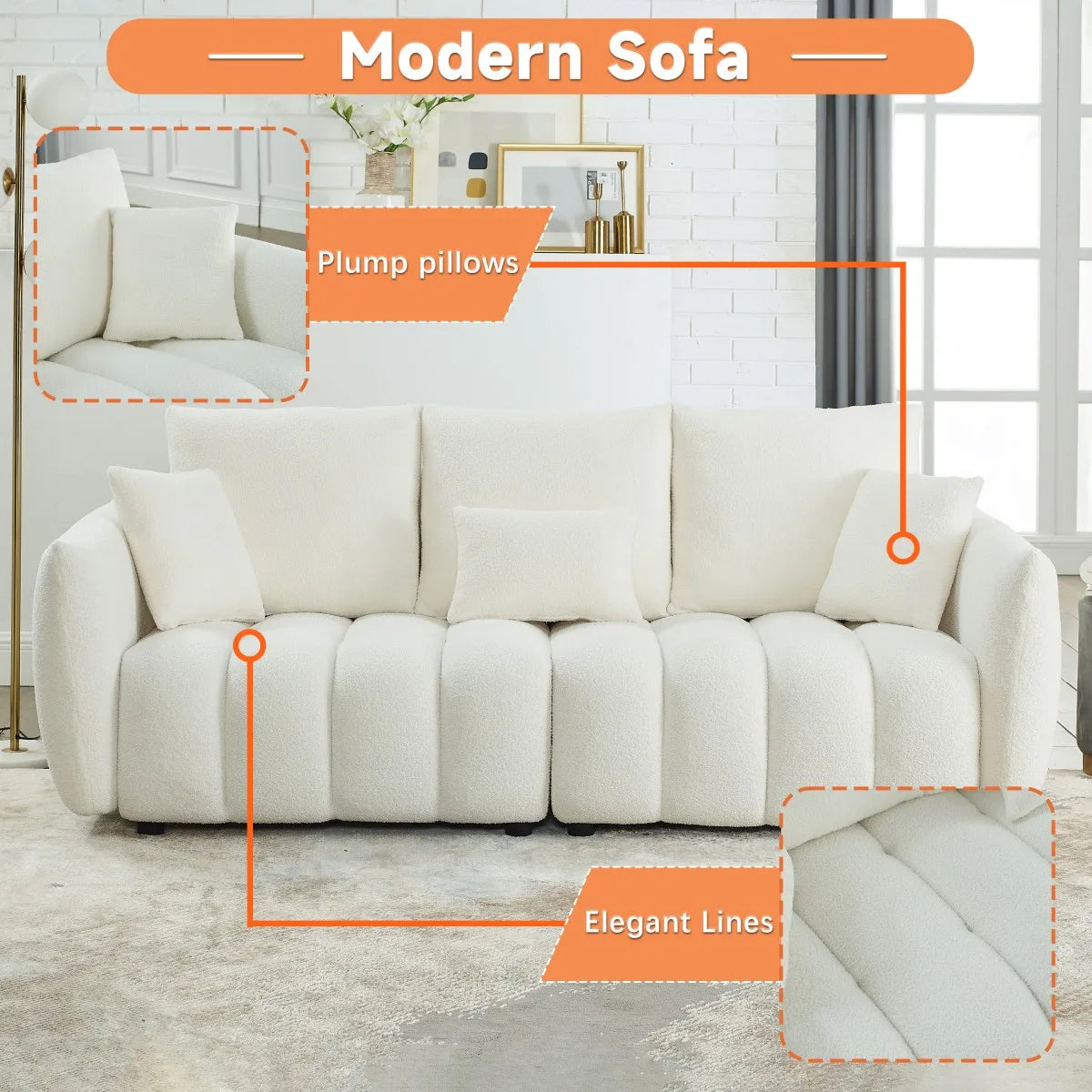Bouclé Three-Seat Modular Sofa detail 13