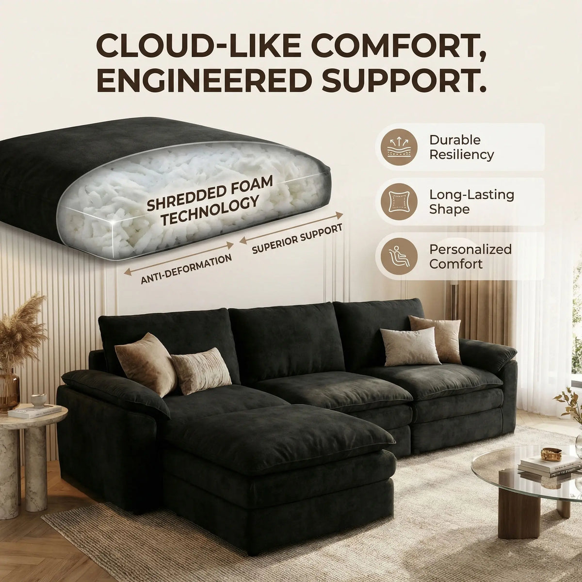 Chenille L-Shaped Sectional detail 5