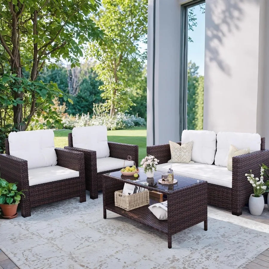 Four-Piece Bamboo Patio Set