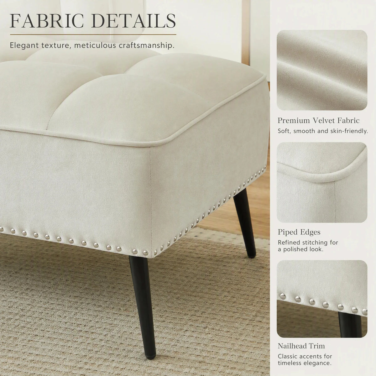 Velvet Sofa with Side Table detail 3