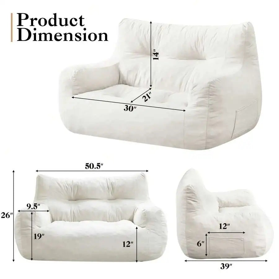 Dimensions diagram for Two-Seat Bean Bag Sofa