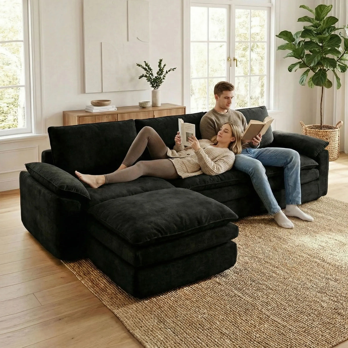 Chenille L-Shaped Sectional