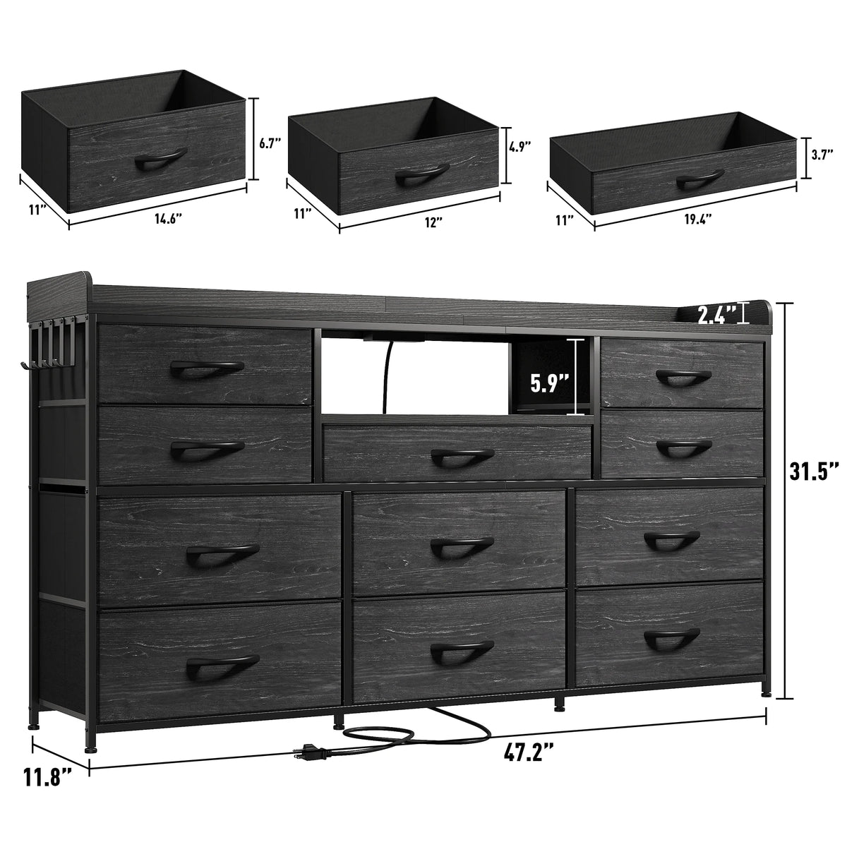 Eleven-Drawer Media Console detail 10