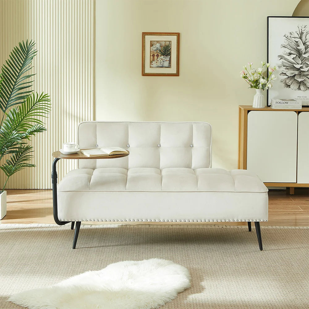 Velvet Sofa with Side Table detail 8
