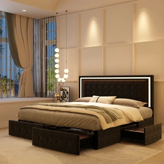 LED Storage Bed Frame