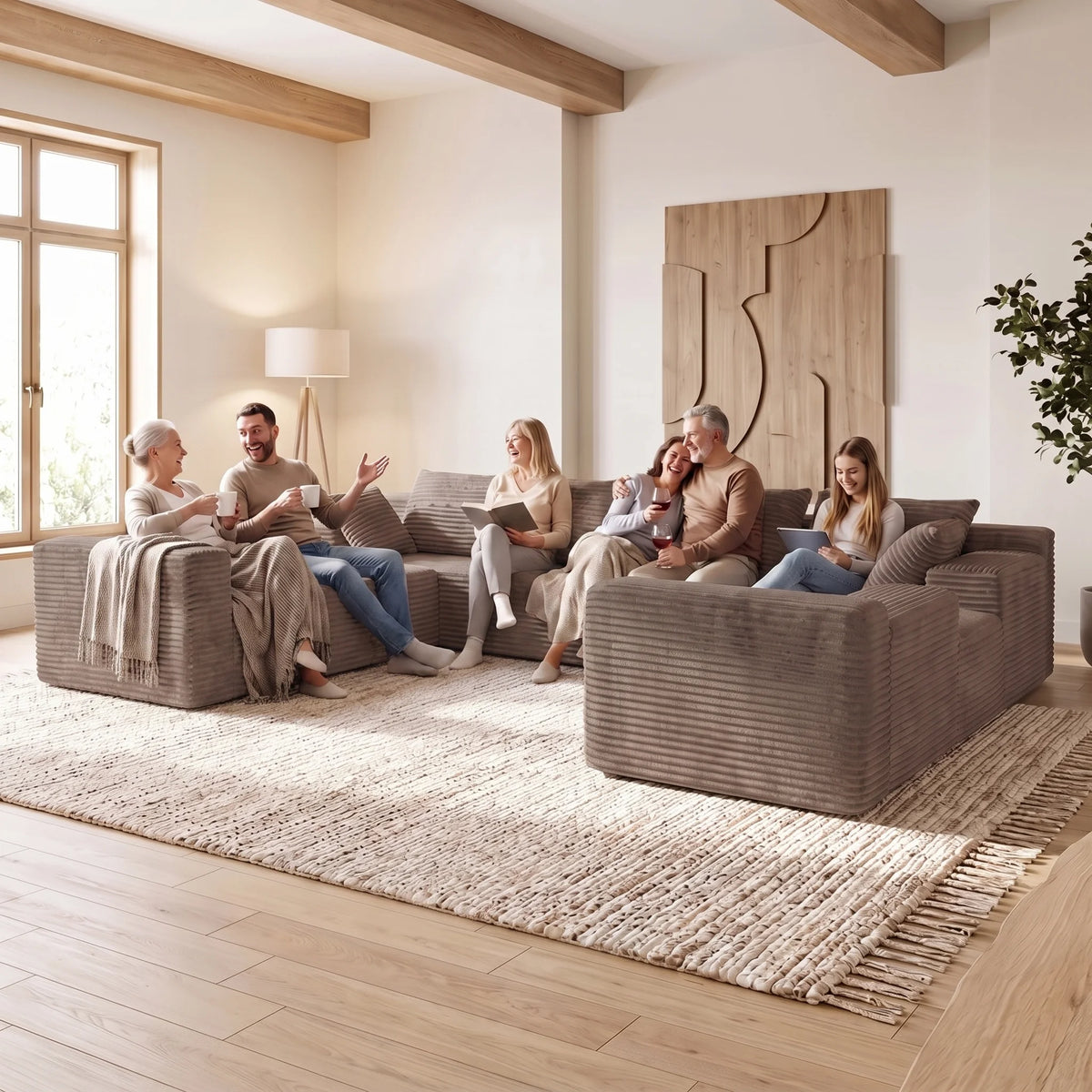 Oversized Corduroy U-Sectional
