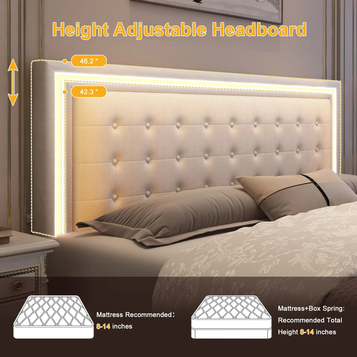 LED Storage Bed Frame