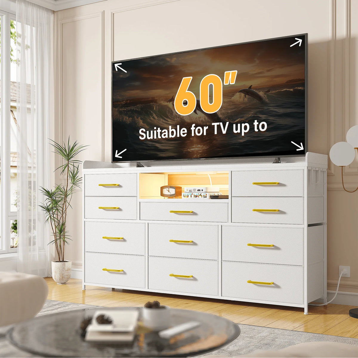 Eleven-Drawer LED Media Console