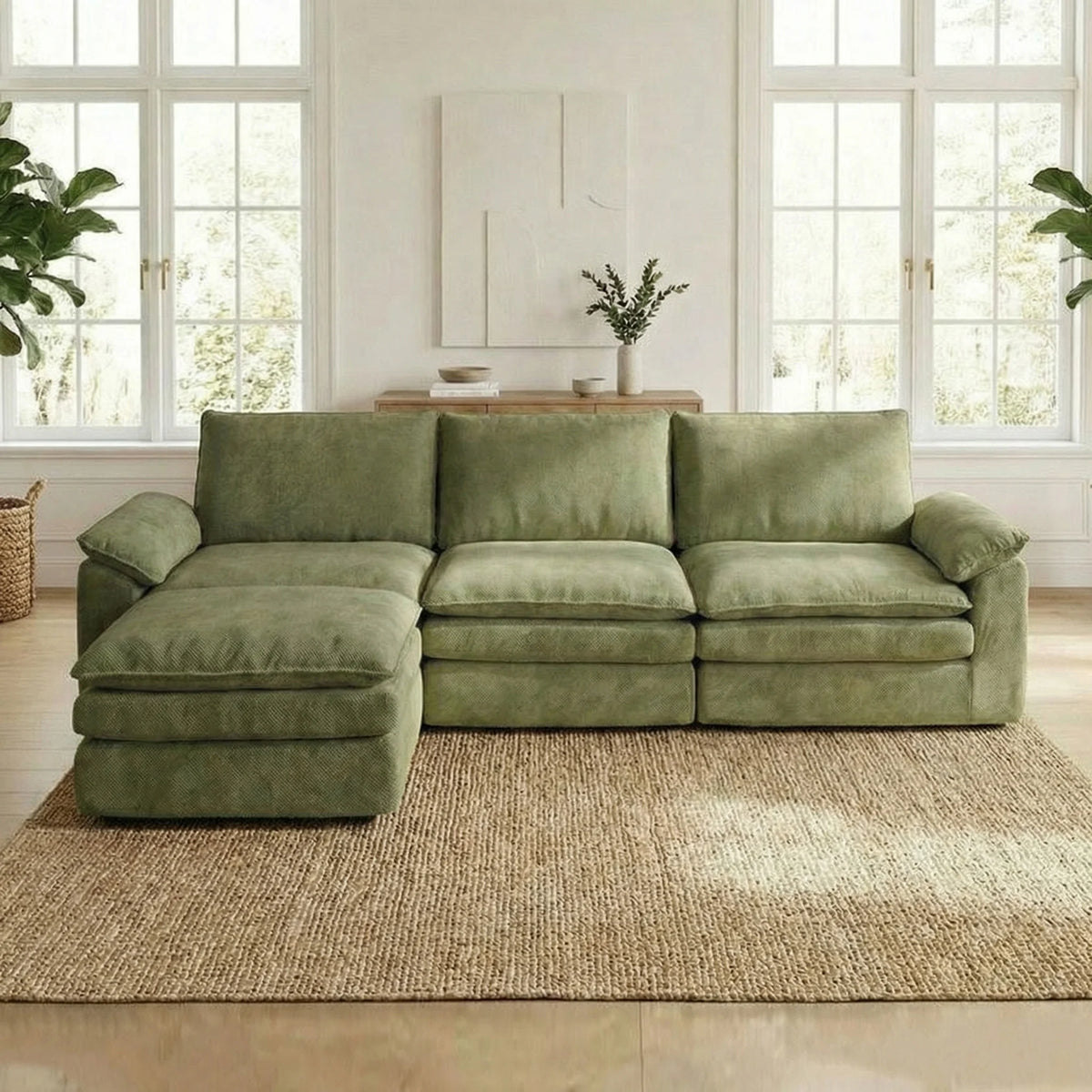 Chenille L-Shaped Sectional