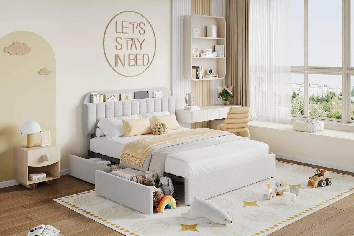 Upholstered Full Storage Bed