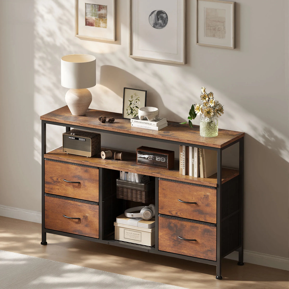 Four-Drawer LED Media Console
