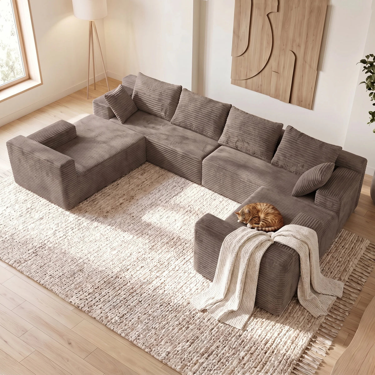 Oversized Corduroy U-Sectional