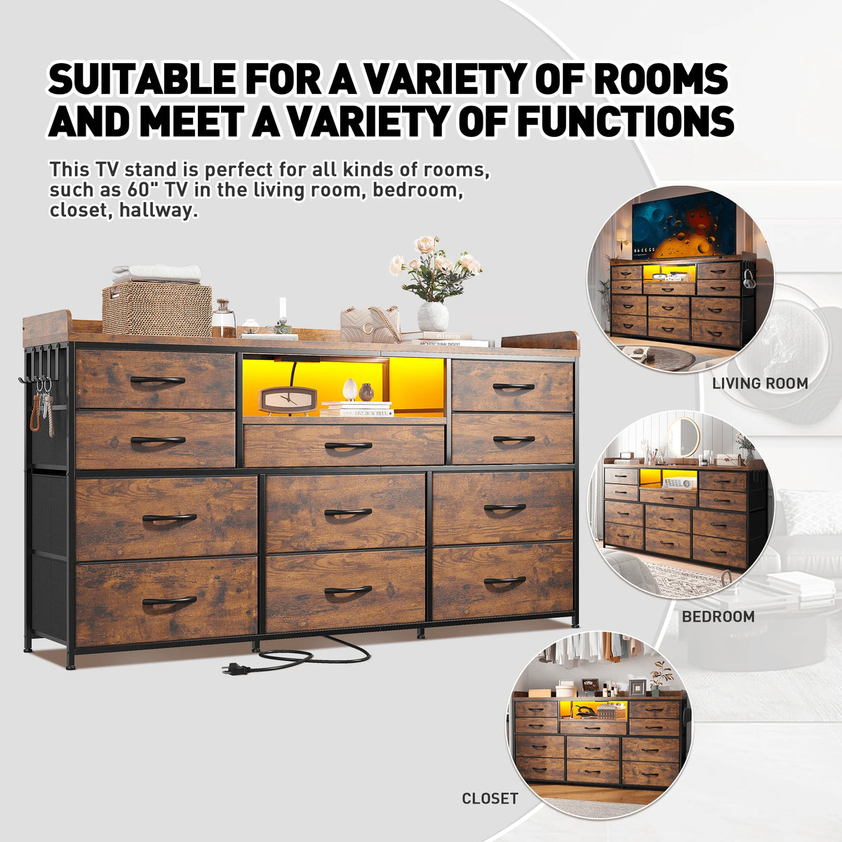Eleven-Drawer Media Console detail 7