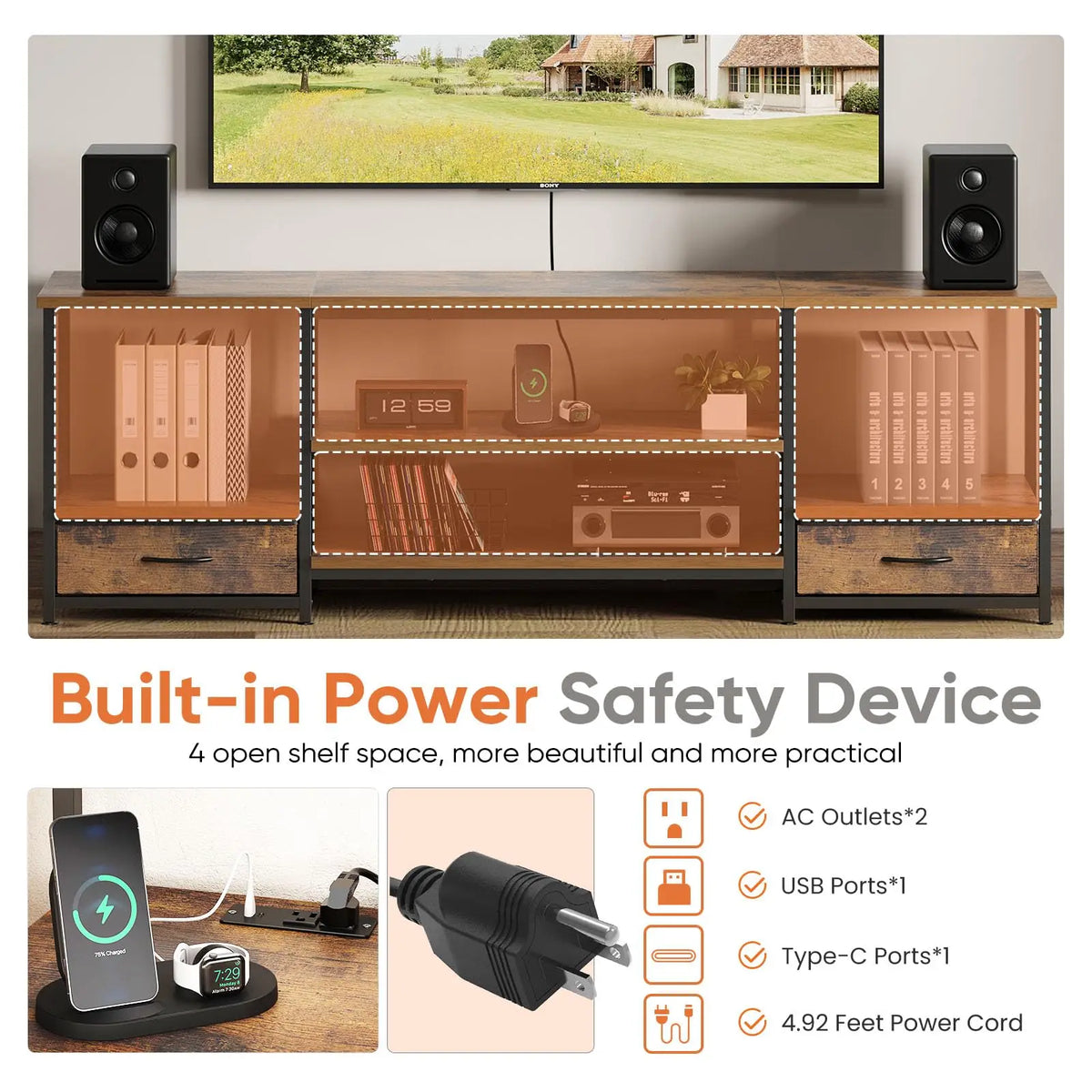 Open-Shelf Media Console