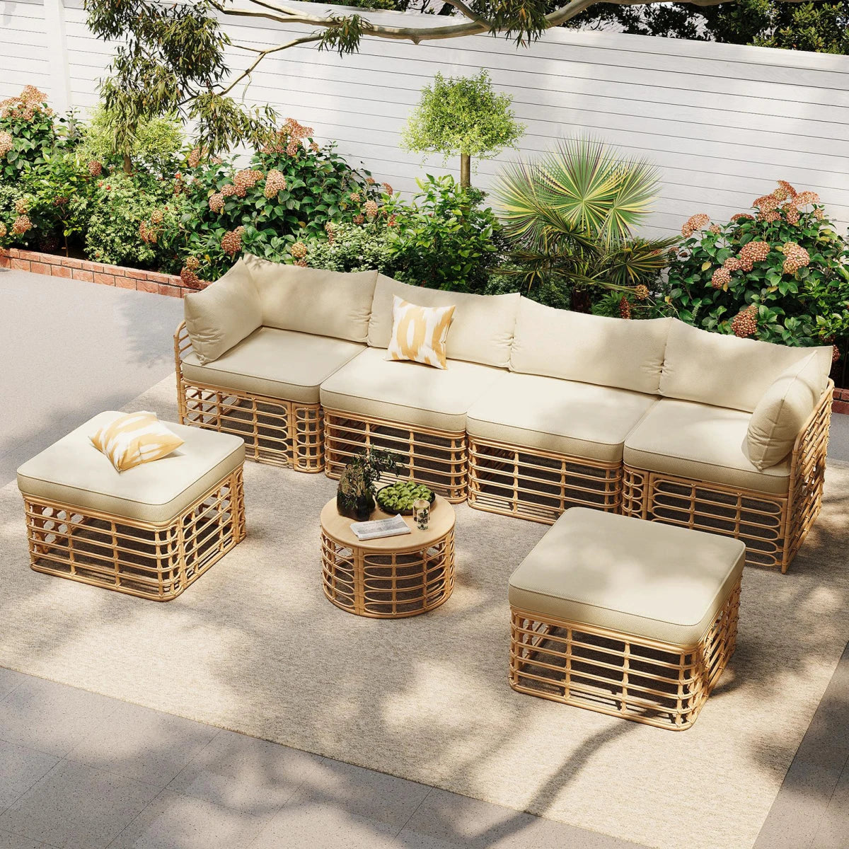 Seven-Piece Rattan Patio Set