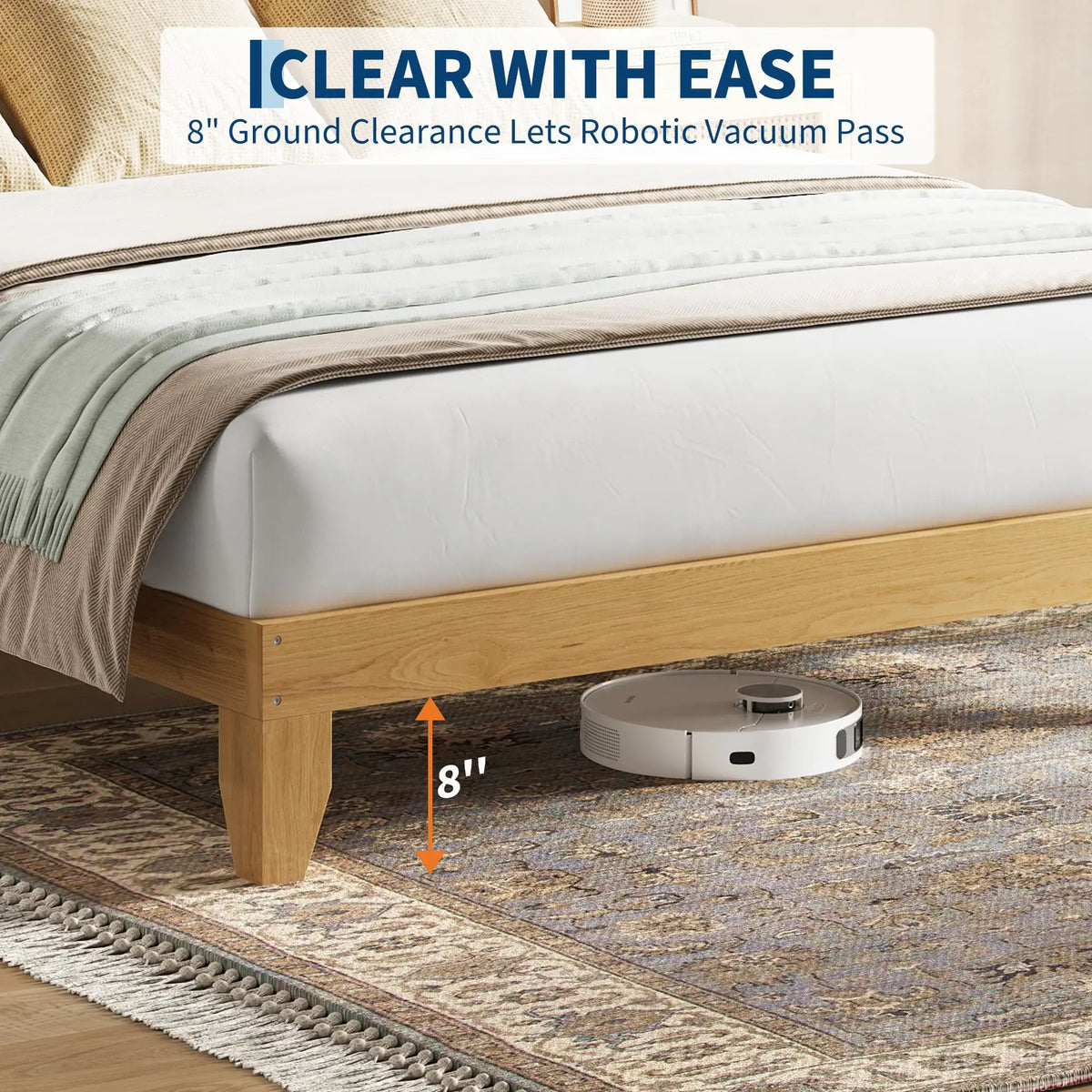 Full Rattan LED Platform Bed detail 3