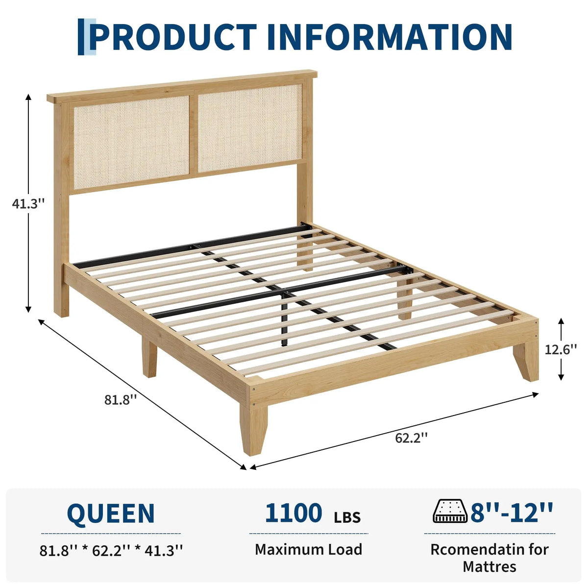 Rattan LED Platform Bed
