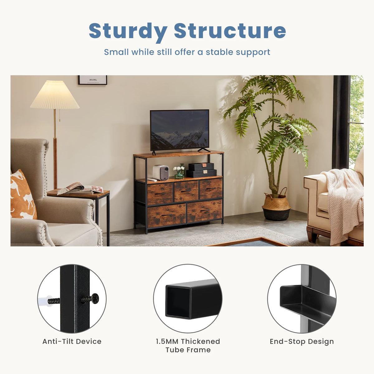 Five-Drawer Media Console