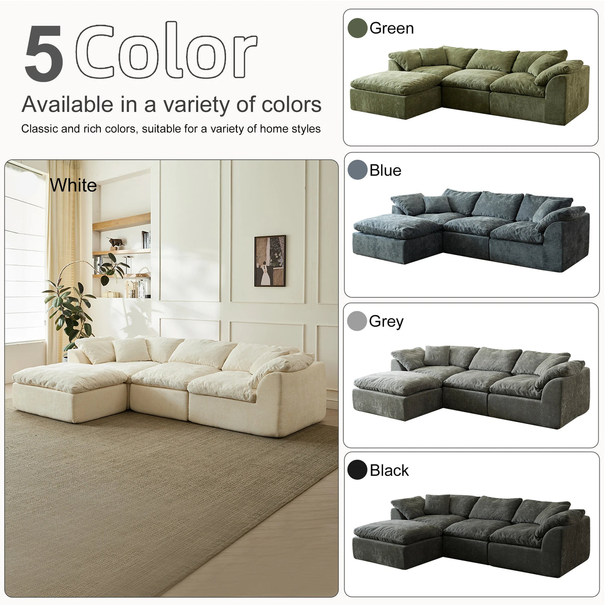 Chenille Sectional with Ottoman